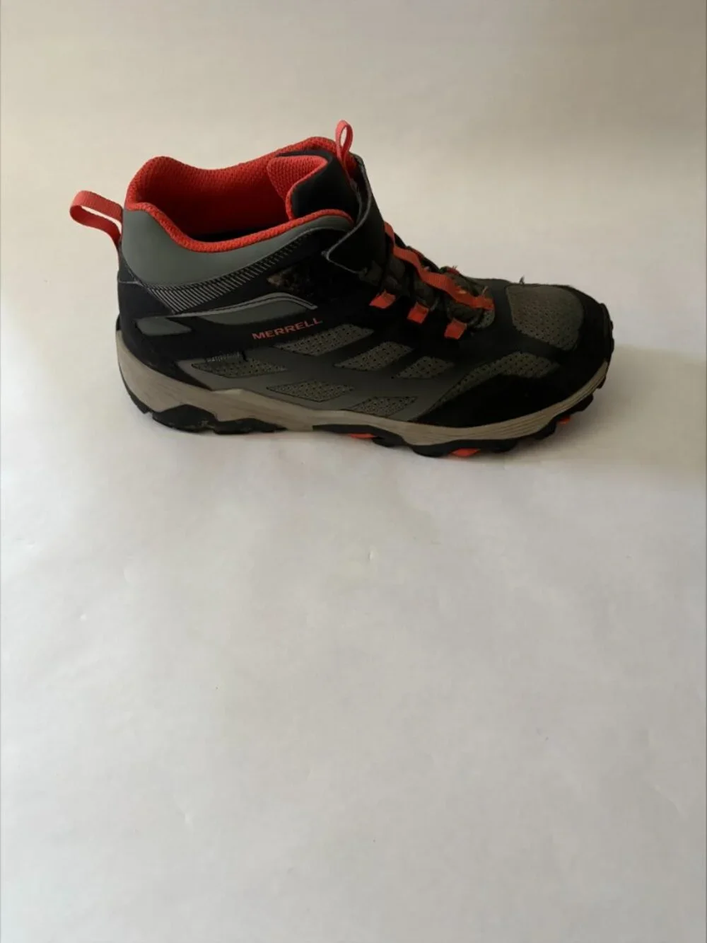 Merrell Boy's Youth Moab Gray Orange Hiking Boots Waterproof Size 6.5